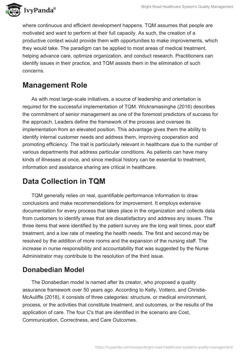 Bright Road Healthcare System's Quality Management. Page 2
