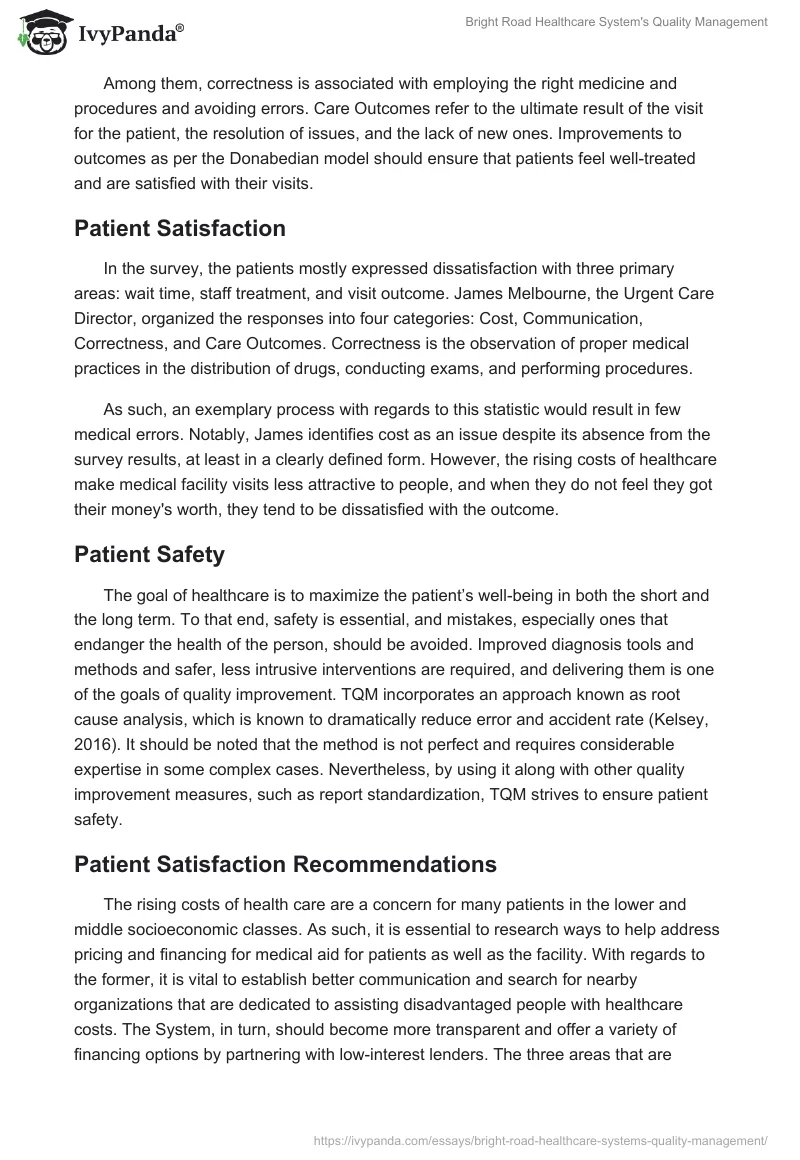Bright Road Healthcare System's Quality Management. Page 3