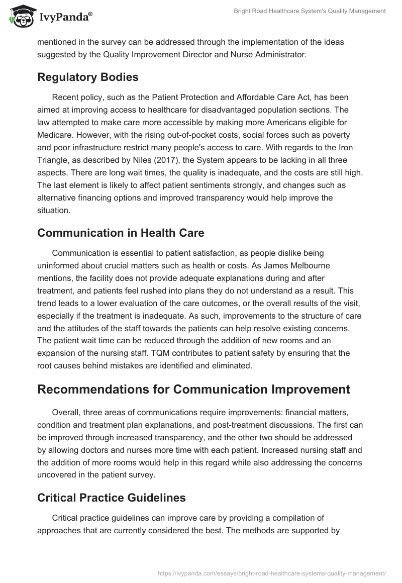 Bright Road Healthcare System's Quality Management. Page 4