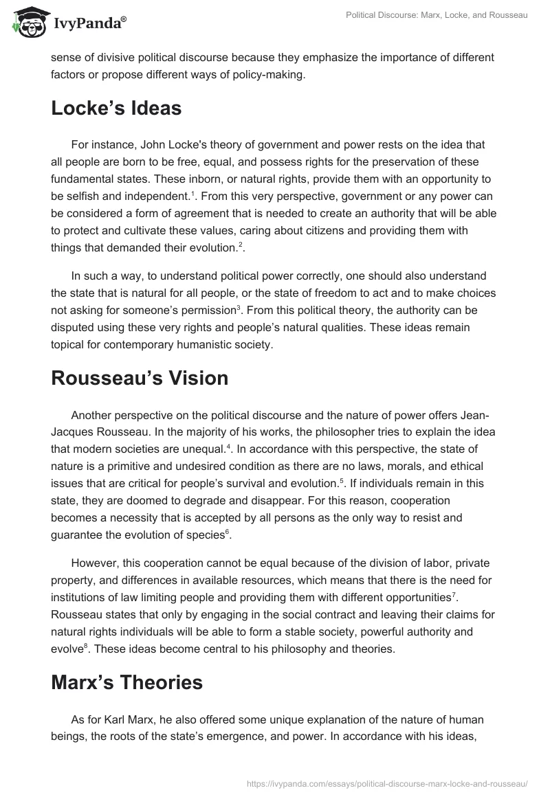 Political Discourse: Marx, Locke, and Rousseau. Page 2