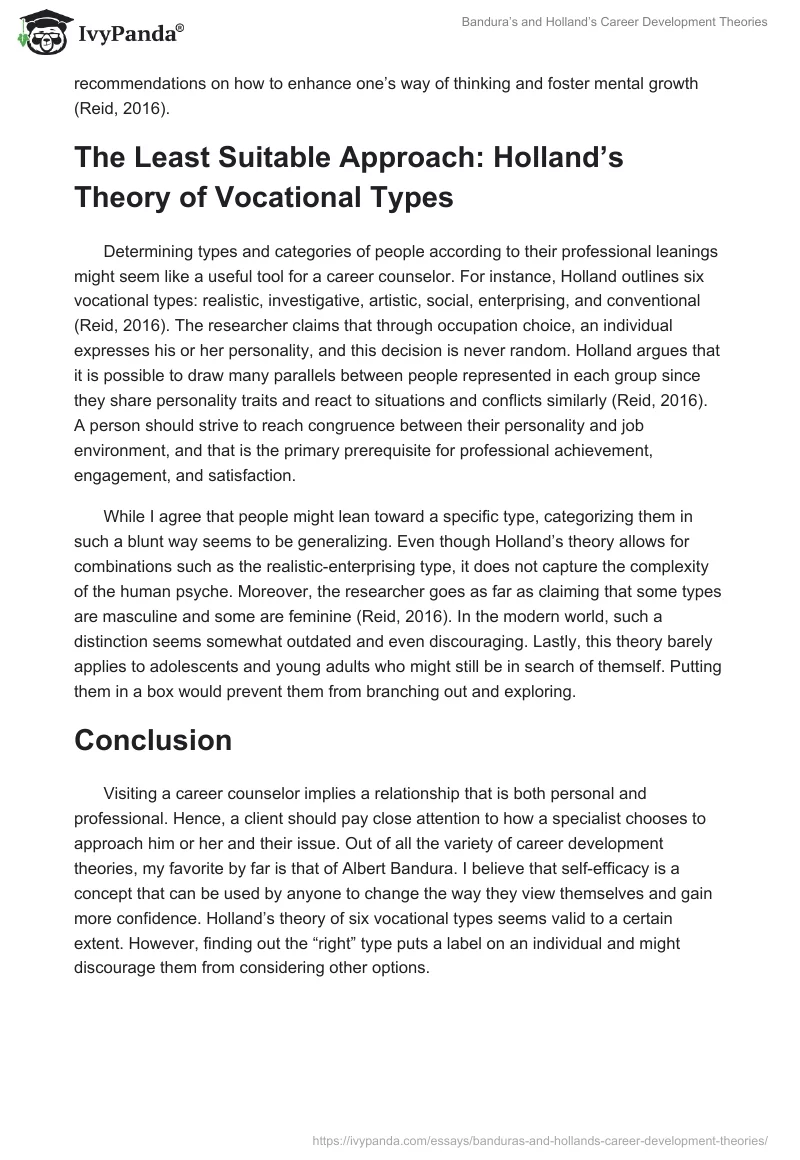 Bandura’s and Holland’s Career Development Theories. Page 2