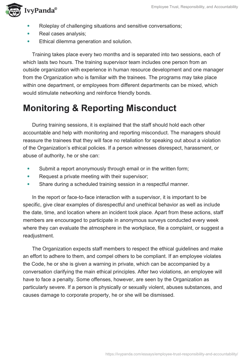 Employee Trust, Responsibility, and Accountability. Page 4