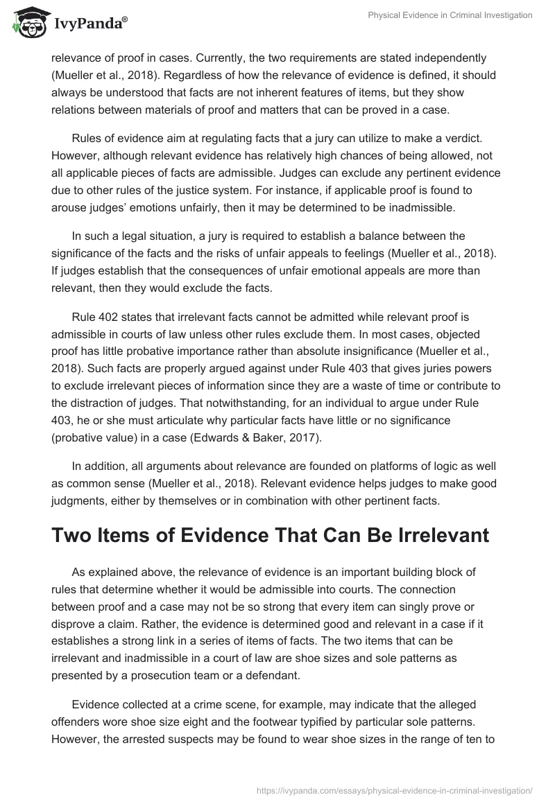 Physical Evidence in Criminal Investigation. Page 2