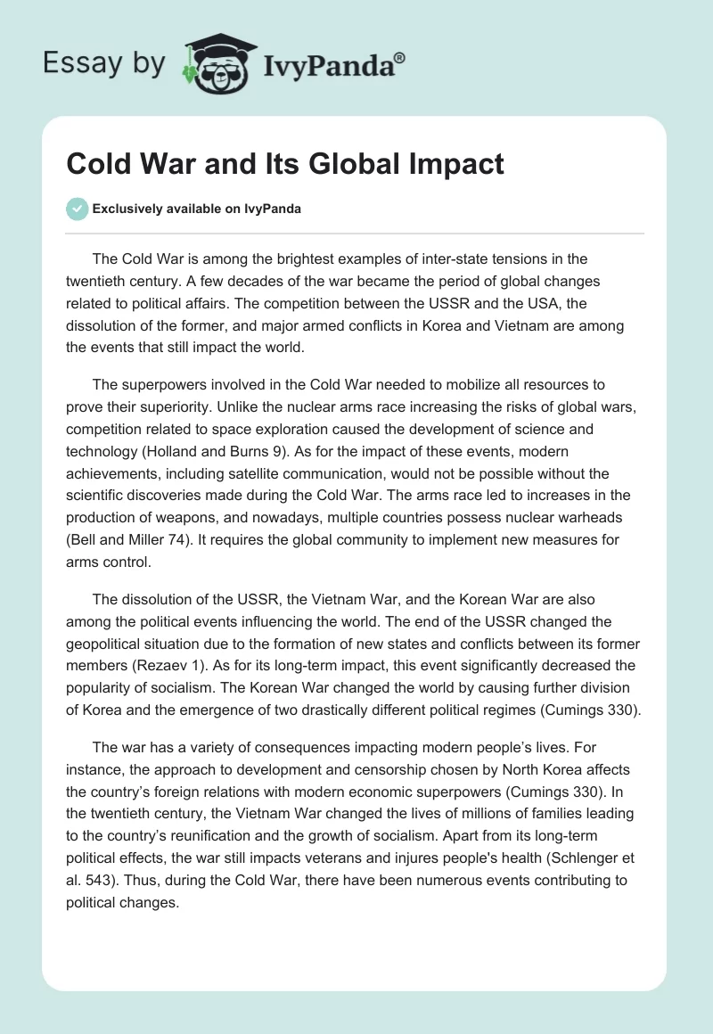 Cold War and Its Global Impact. Page 1