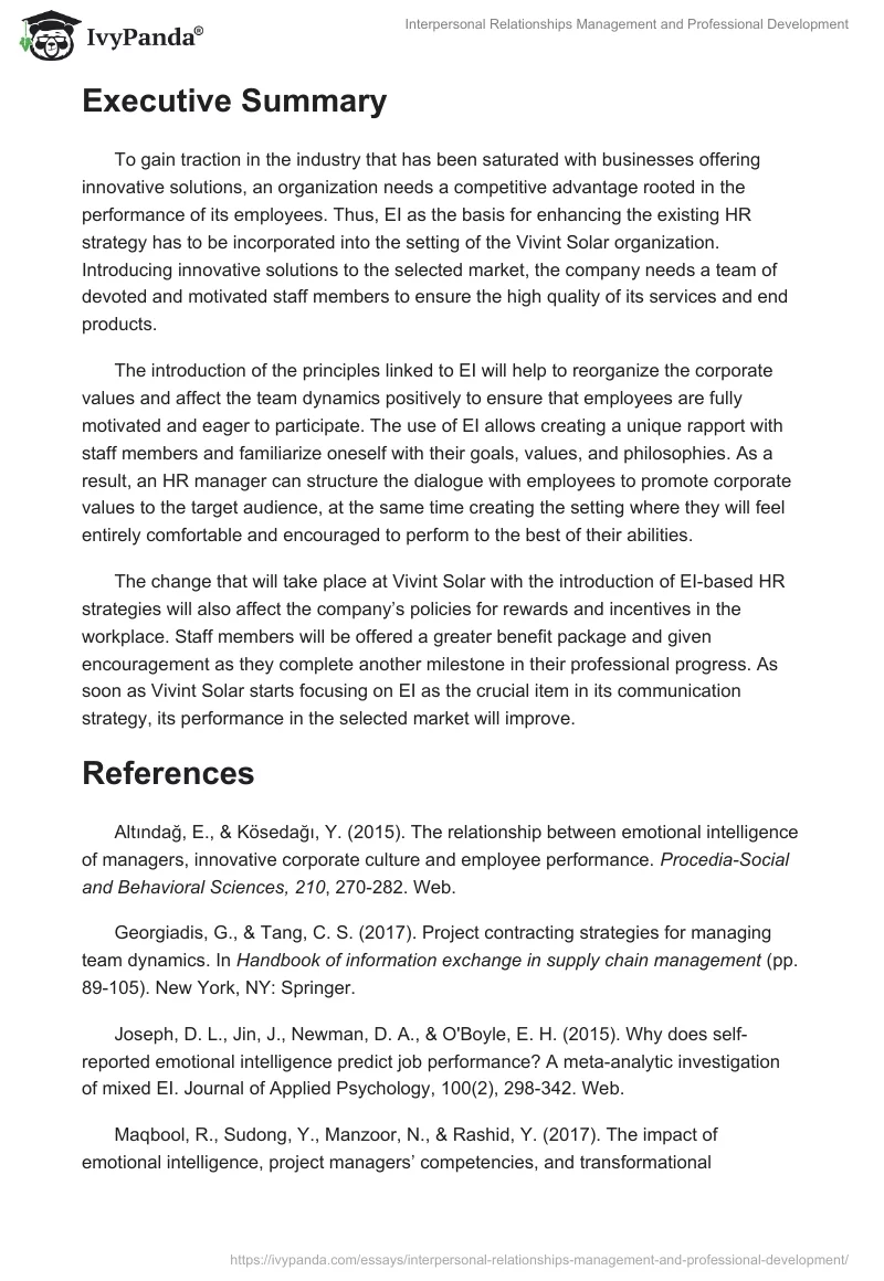 Interpersonal Relationships Management and Professional Development. Page 4