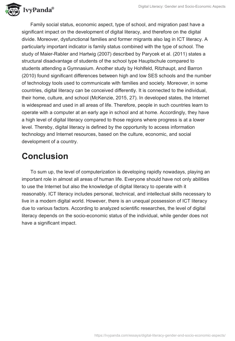 Digital Literacy: Gender and Socio-Economic Aspects. Page 3