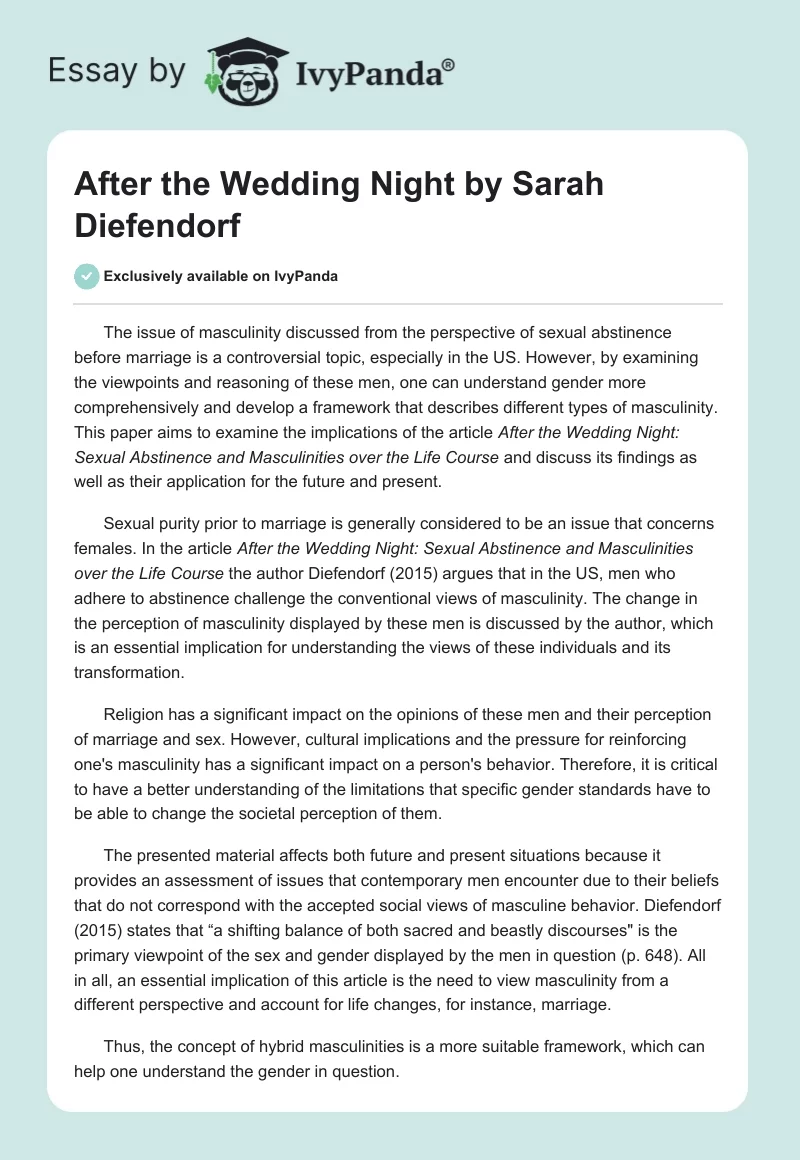 "After the Wedding Night" by Sarah Diefendorf. Page 1