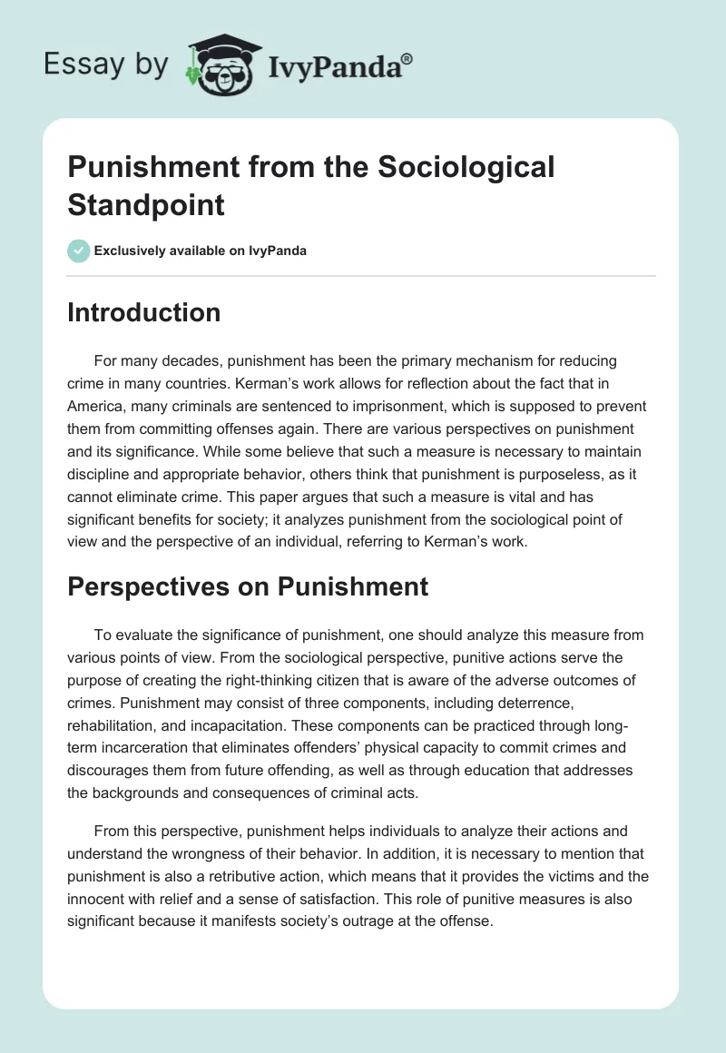 Punishment from the Sociological Standpoint. Page 1