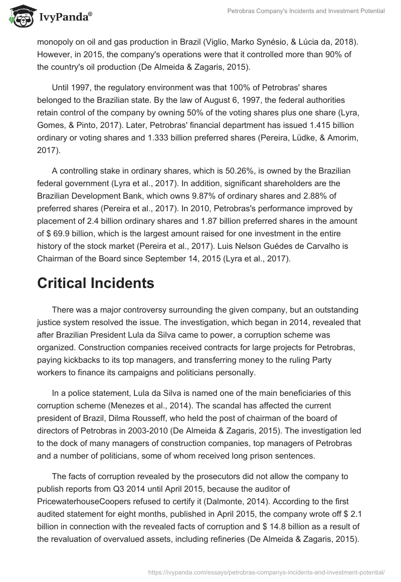 Petrobras Company's Incidents and Investment Potential. Page 2