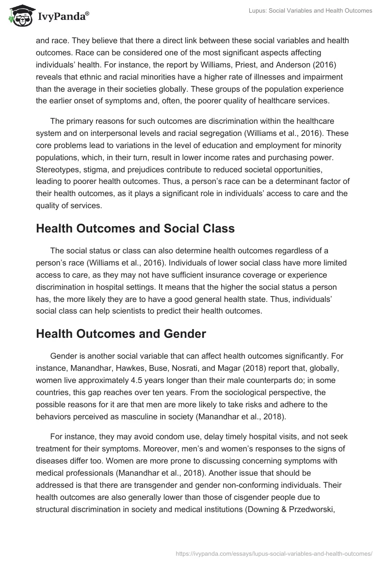 Lupus: Social Variables and Health Outcomes. Page 2
