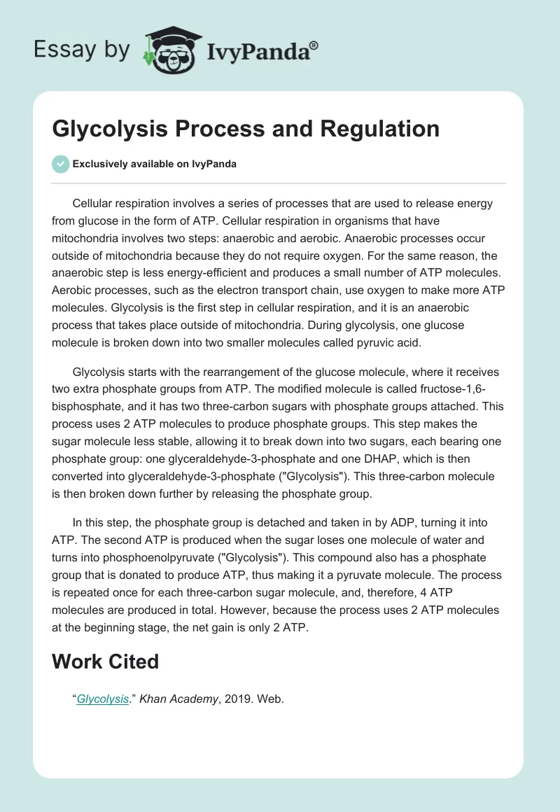 Glycolysis Process and Regulation. Page 1