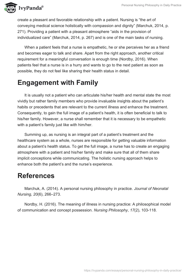 Personal Nursing Philosophy in Daily Practice. Page 2