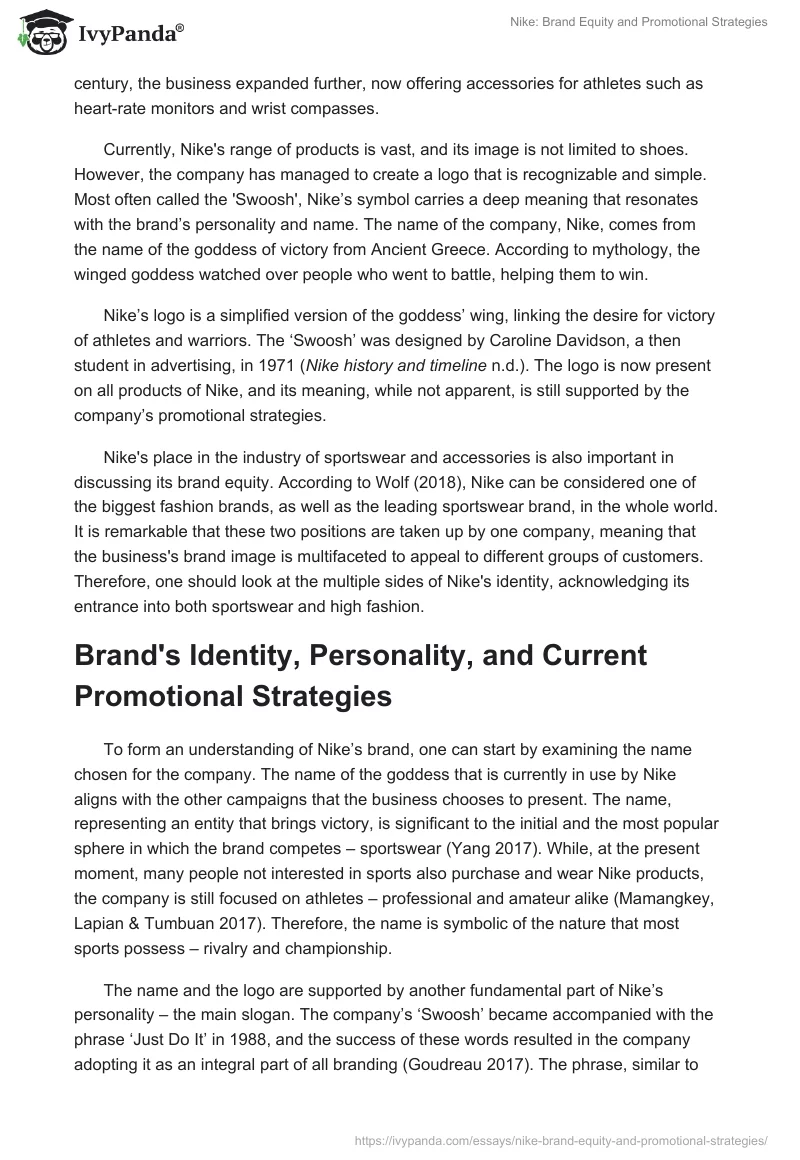 Nike: Brand Equity and Promotional Strategies. Page 2