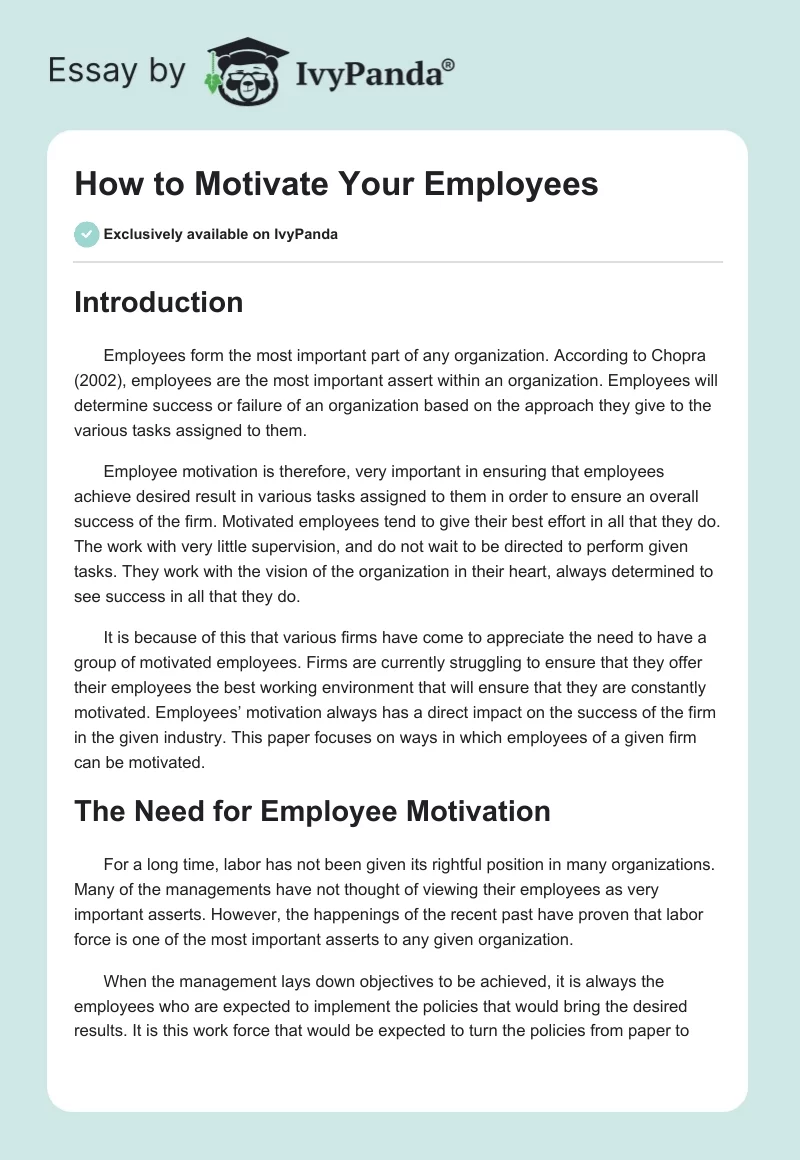 How to Motivate Your Employees. Page 1