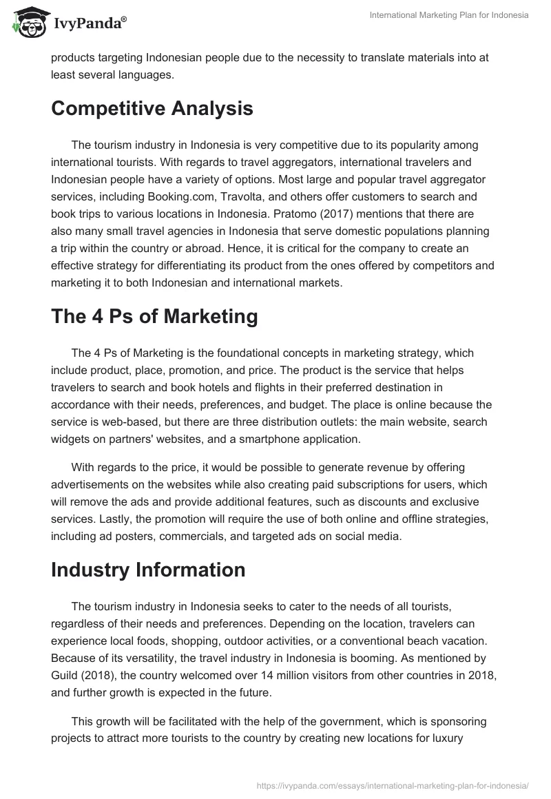 International Marketing Plan for Indonesia. Page 4