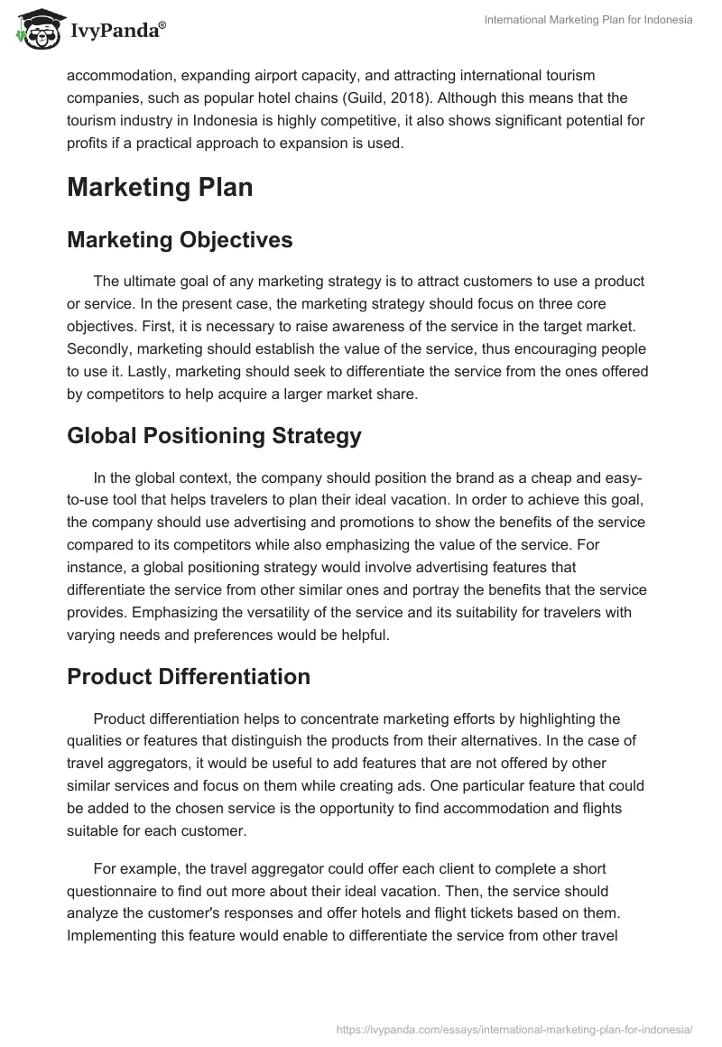 International Marketing Plan for Indonesia. Page 5