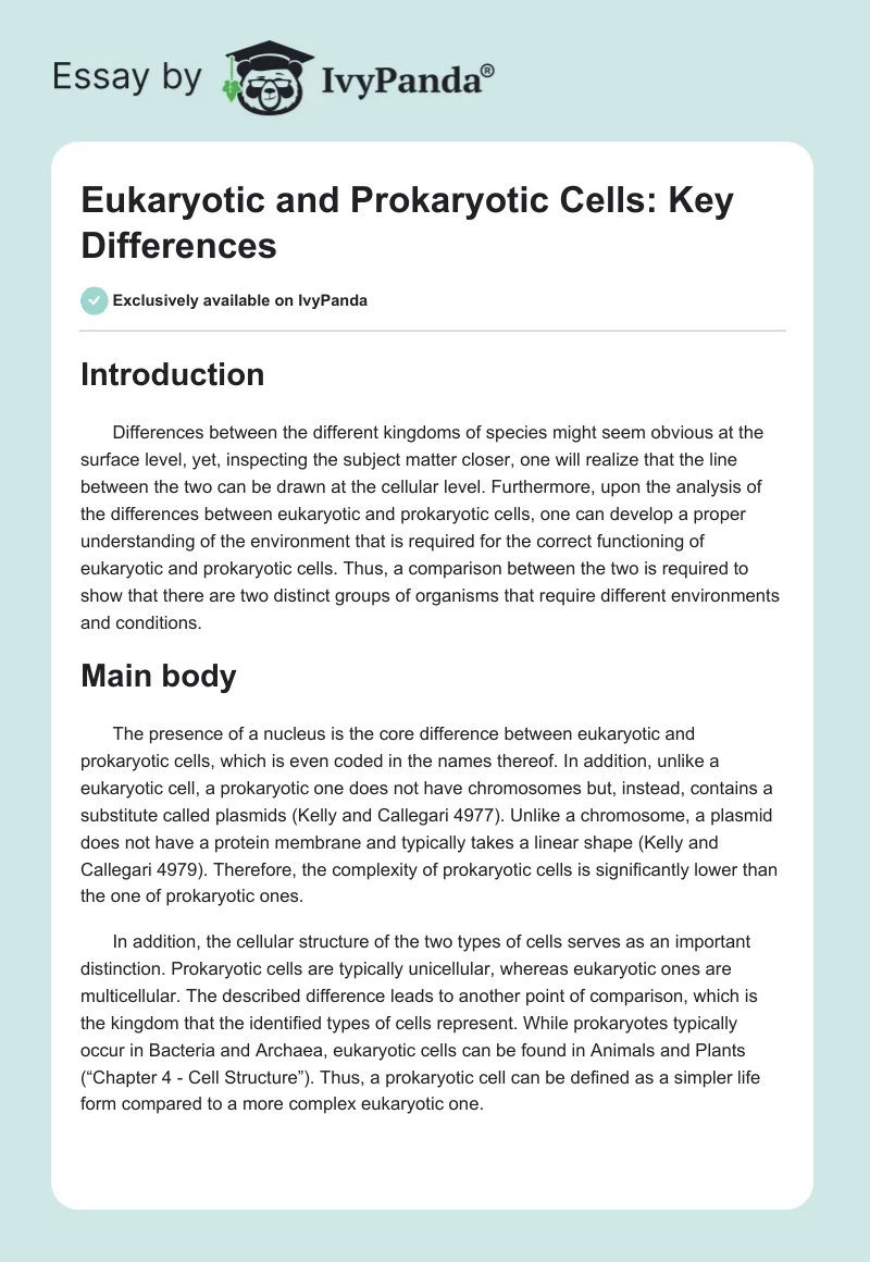 Eukaryotic and Prokaryotic Cells: Key Differences. Page 1