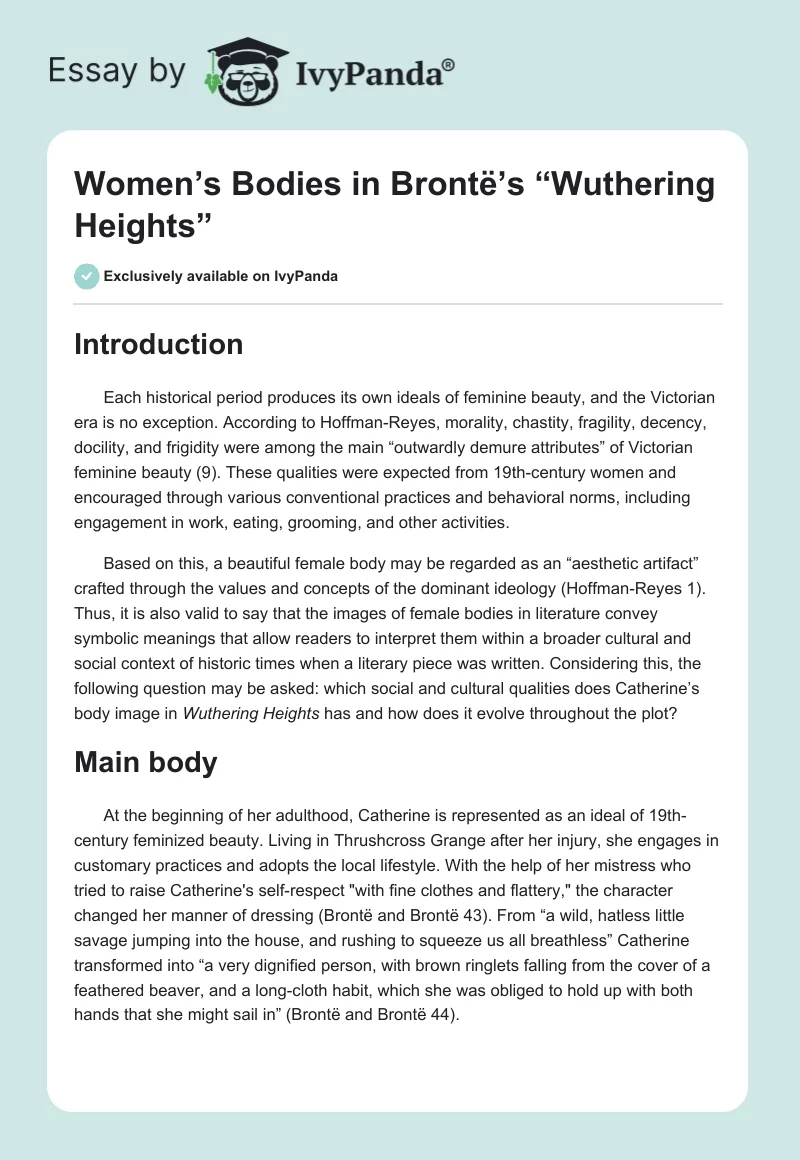 Women’s Bodies in Bronte’s “Wuthering Heights”. Page 1