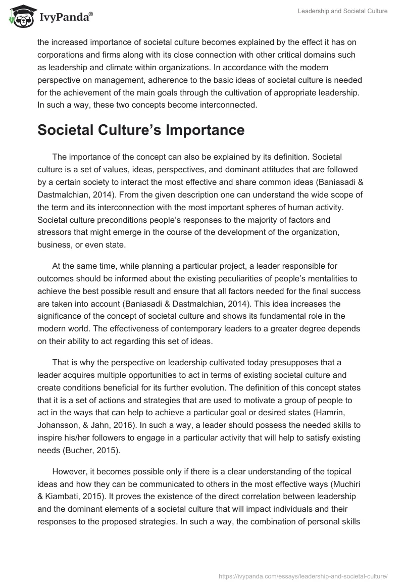 Leadership and Societal Culture. Page 2