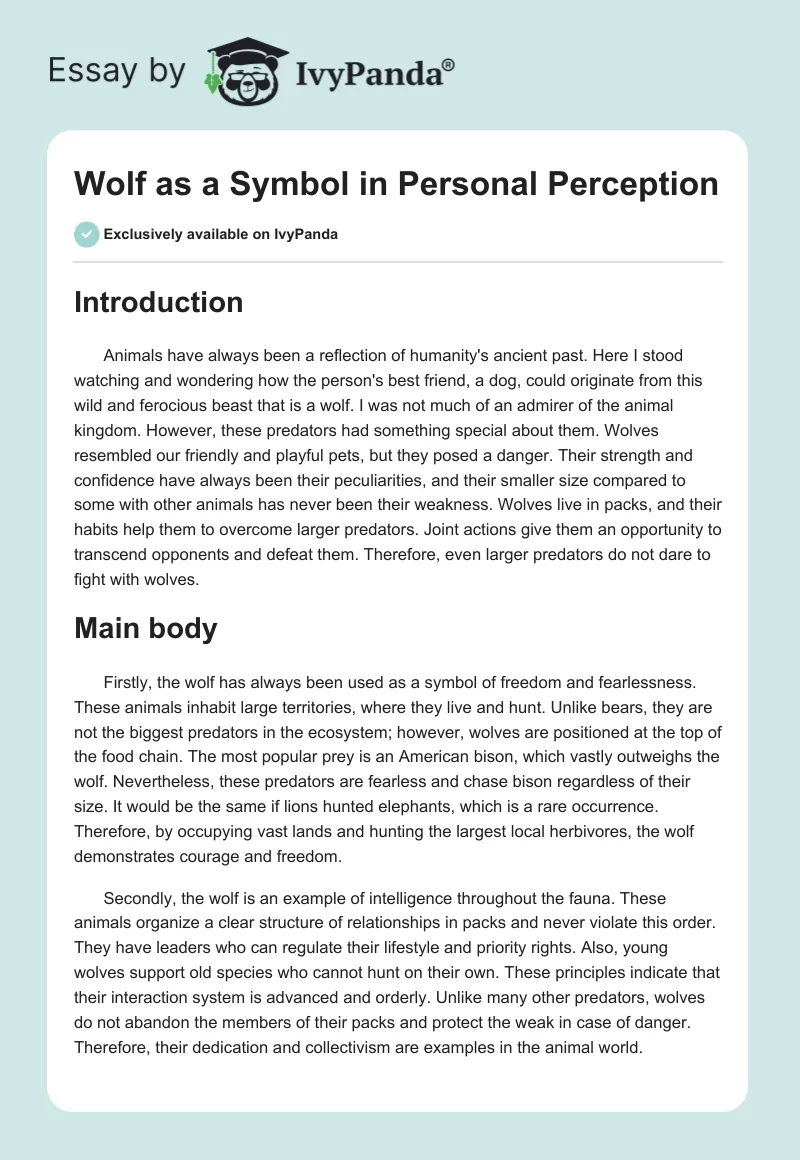 Wolf as a Symbol in Personal Perception. Page 1
