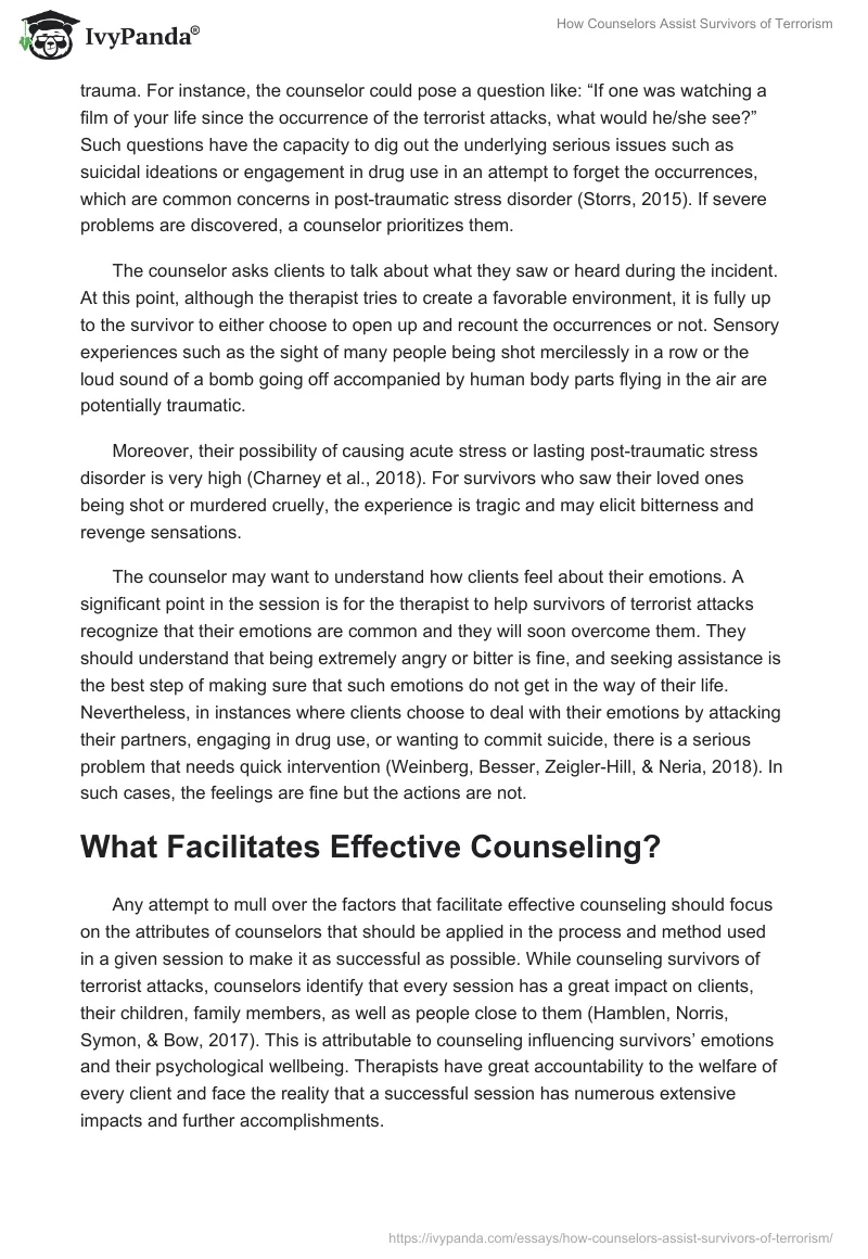 How Counselors Assist Survivors of Terrorism. Page 3