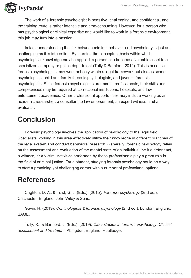 Forensic Psychology, Its Tasks and Importance. Page 3