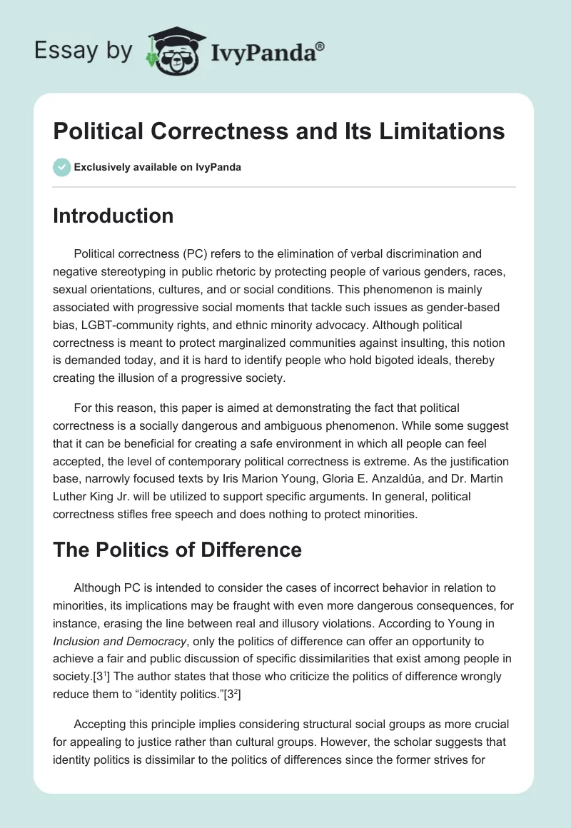 Political Correctness and Its Limitations. Page 1