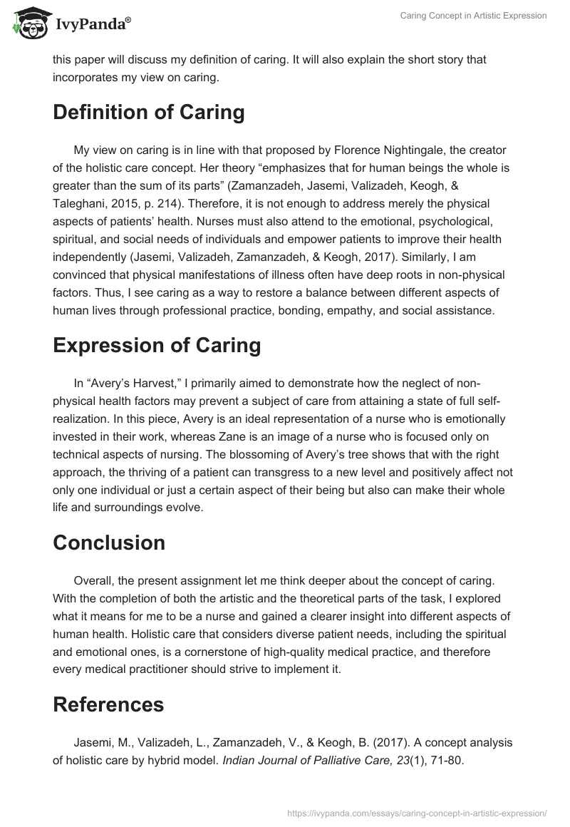 Caring Concept in Artistic Expression. Page 2