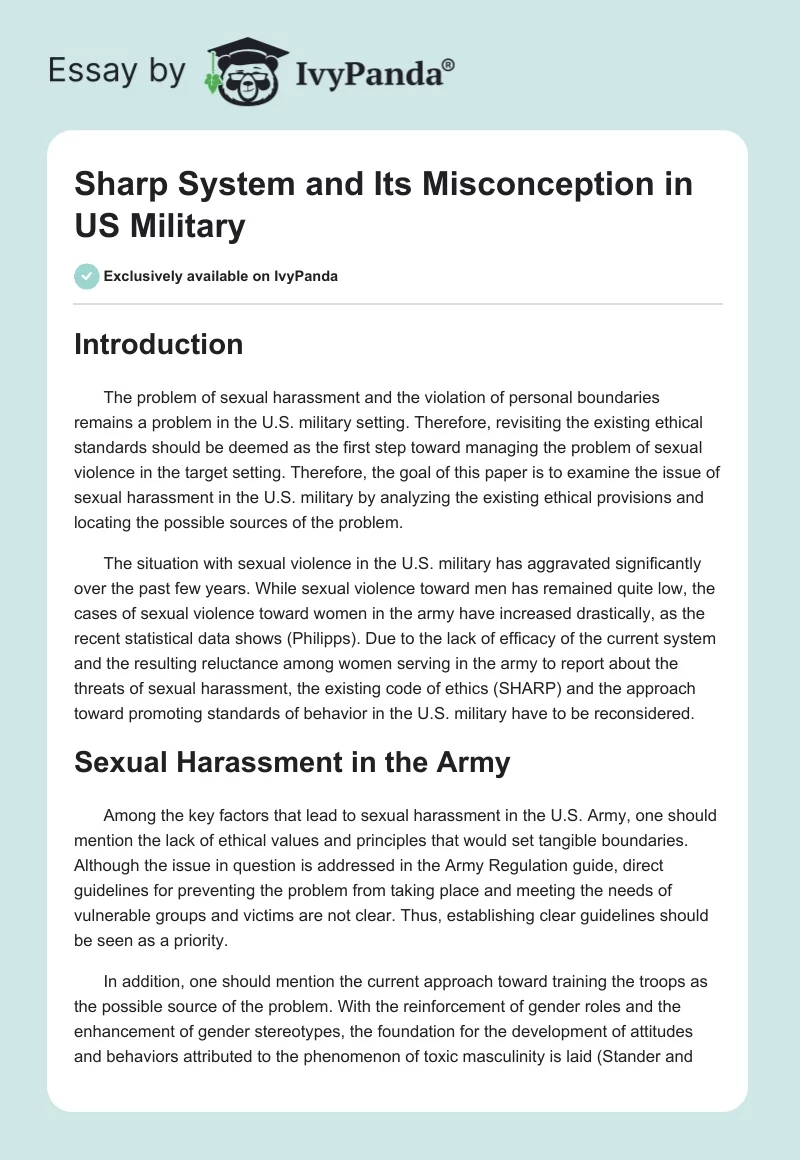 Sharp System and Its Misconception in US Military. Page 1