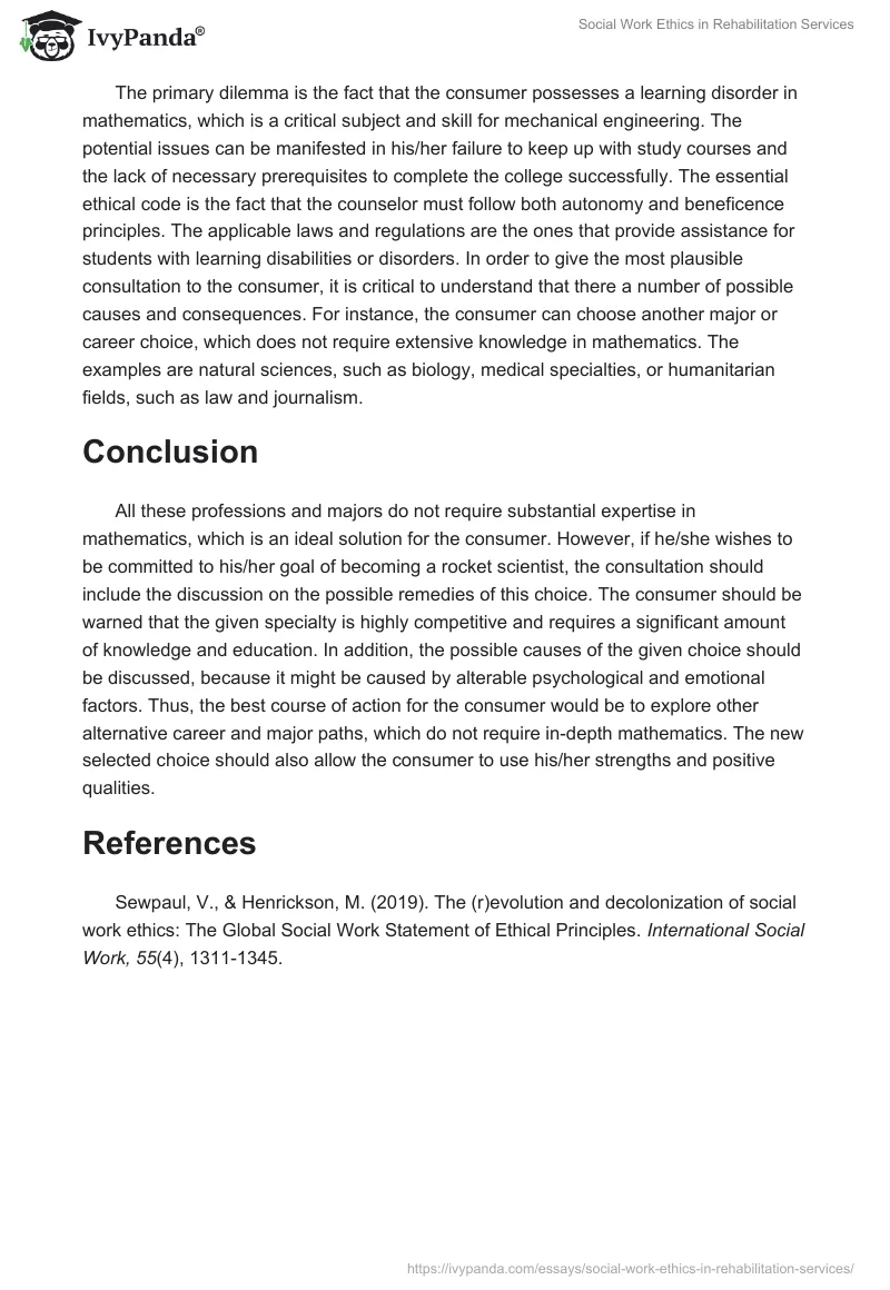 Social Work Ethics in Rehabilitation Services. Page 2
