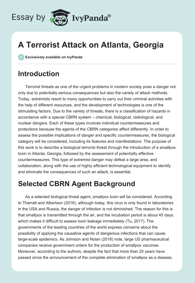 A Terrorist Attack on Atlanta, Georgia. Page 1