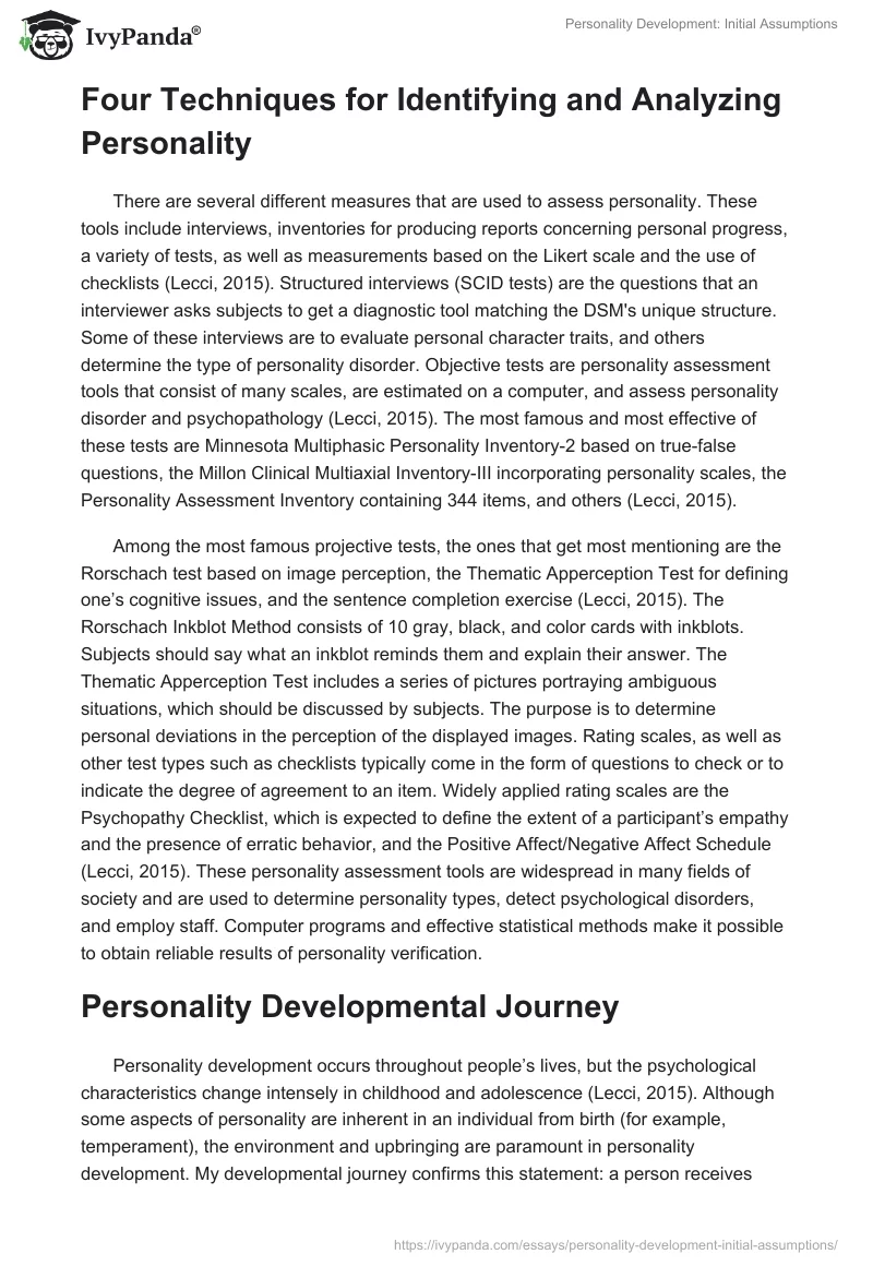 Personality Development: Initial Assumptions. Page 3