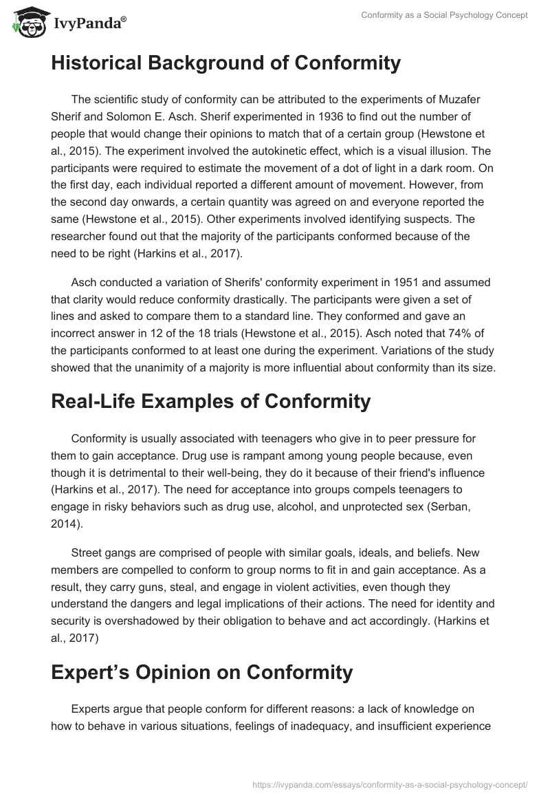 Conformity as a Social Psychology Concept. Page 2