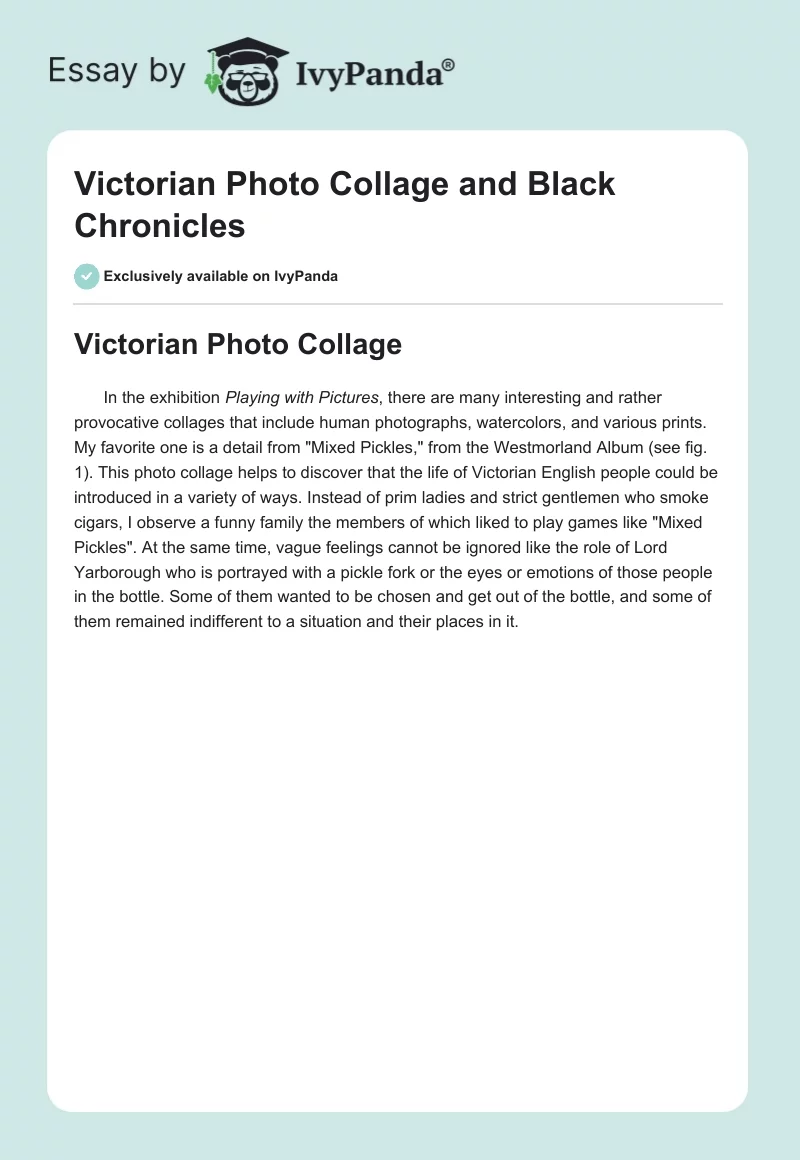 Victorian Photo Collage and Black Chronicles. Page 1