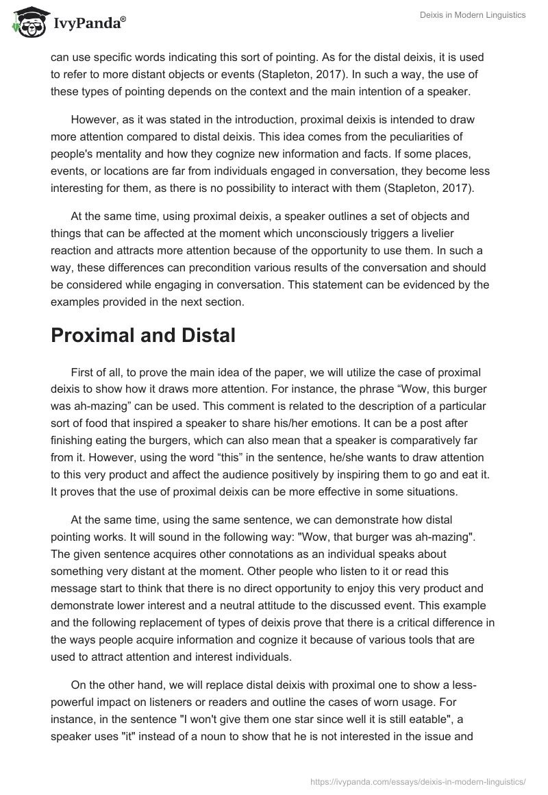 Deixis in Modern Linguistics. Page 2