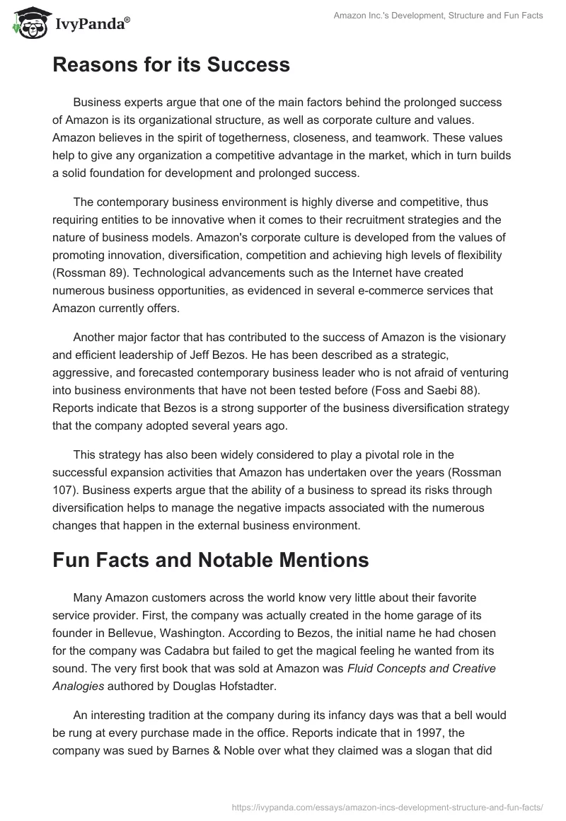 Amazon Inc.'s Development, Structure and Fun Facts. Page 3