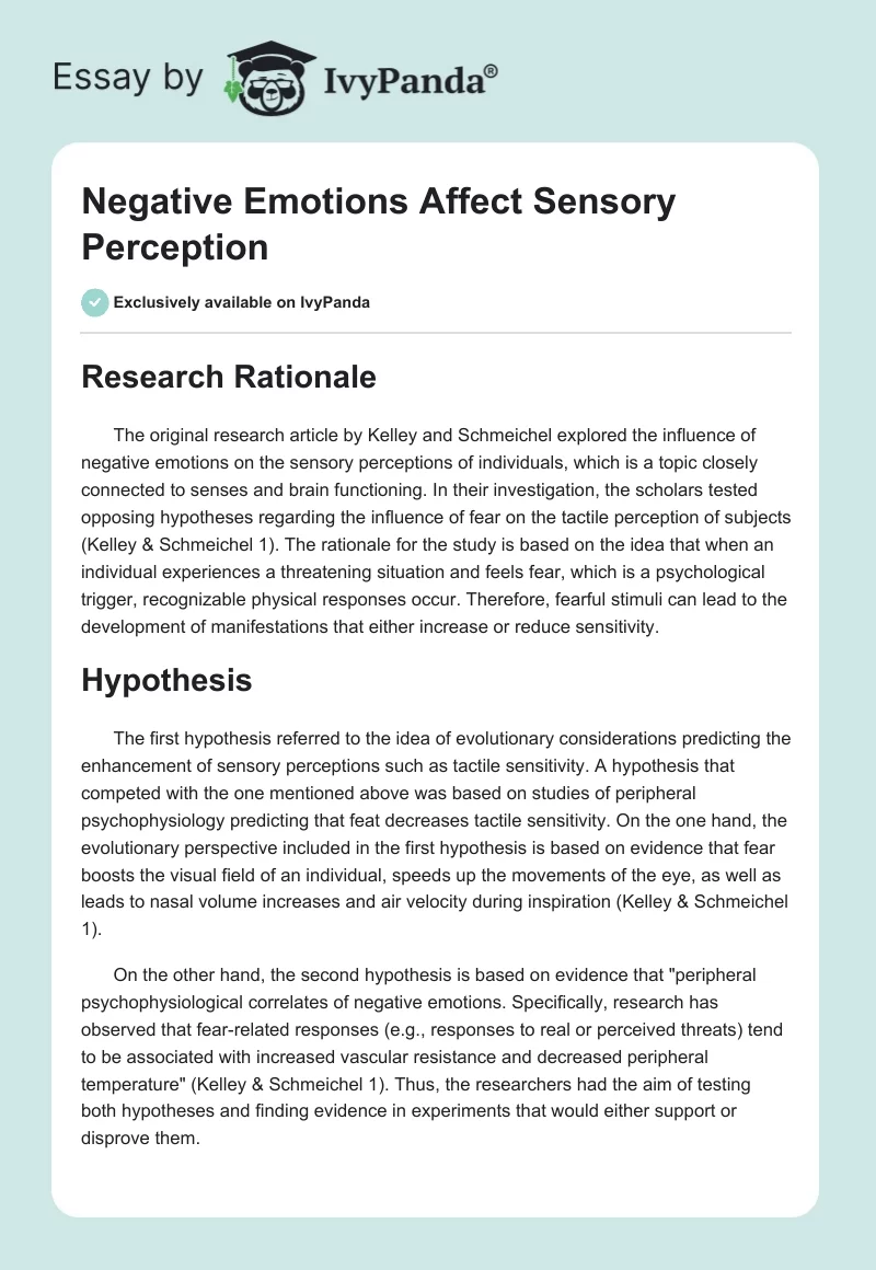 Negative Emotions Affect Sensory Perception. Page 1