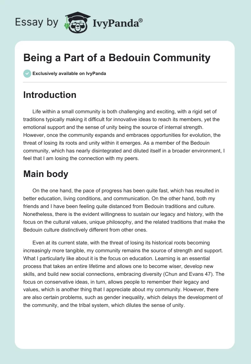 Being a Part of a Bedouin Community. Page 1