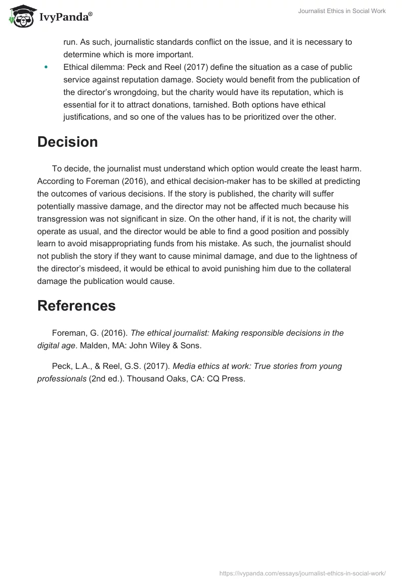 Journalist Ethics in Social Work. Page 2
