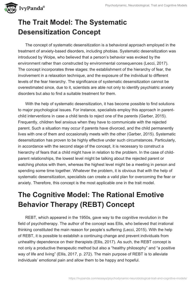 Psychodynamic, Neurobiological, Trait and Cognitive Models. Page 3