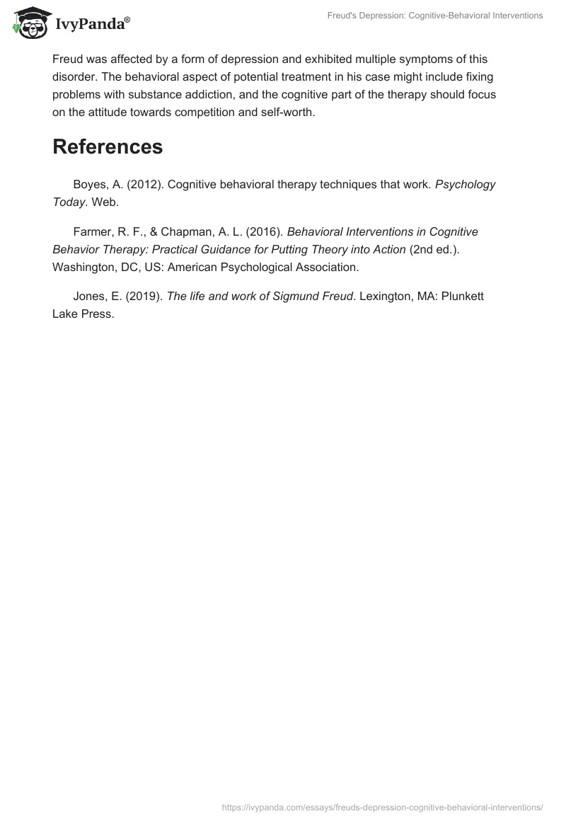 Freud's Depression: Cognitive-Behavioral Interventions. Page 2