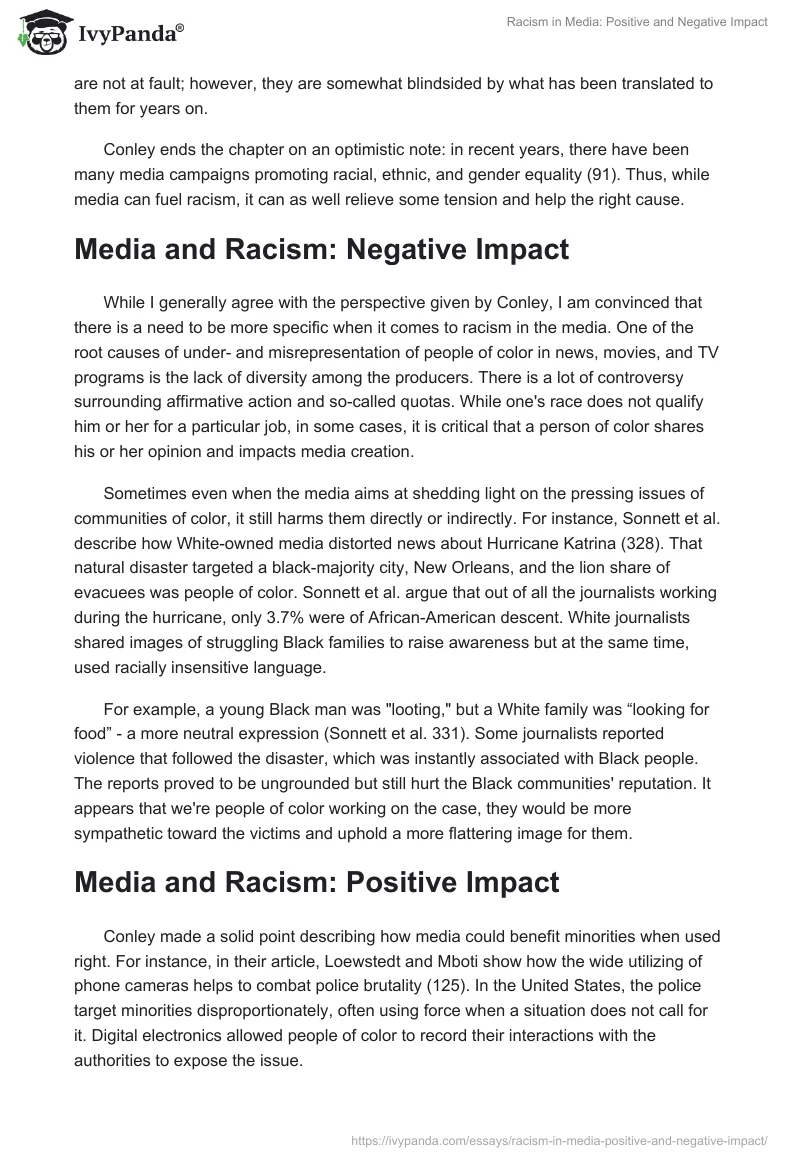 Racism in Media: Positive and Negative Impact. Page 2
