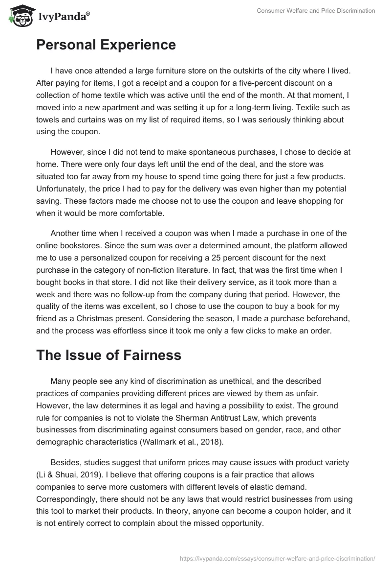 Consumer Welfare and Price Discrimination. Page 2