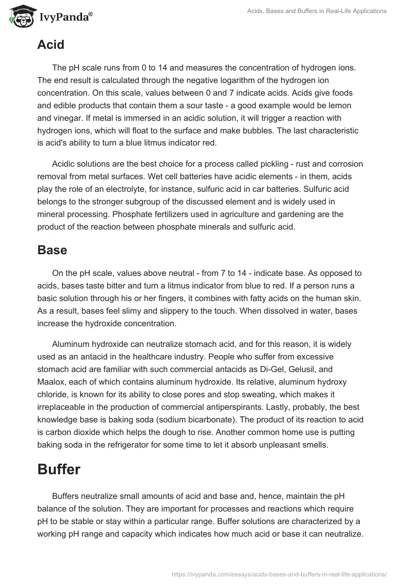 Acids, Bases and Buffers in Real-Life Applications. Page 2