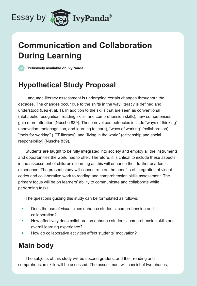 Communication and Collaboration During Learning. Page 1