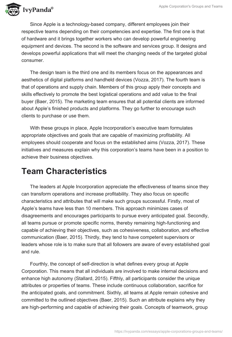 Apple Corporation's Groups and Teams. Page 2