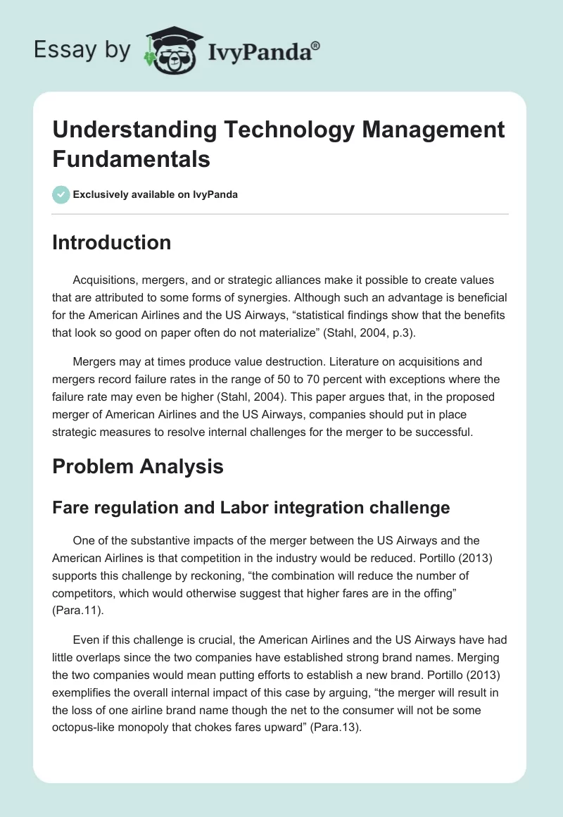 Understanding Technology Management Fundamentals. Page 1