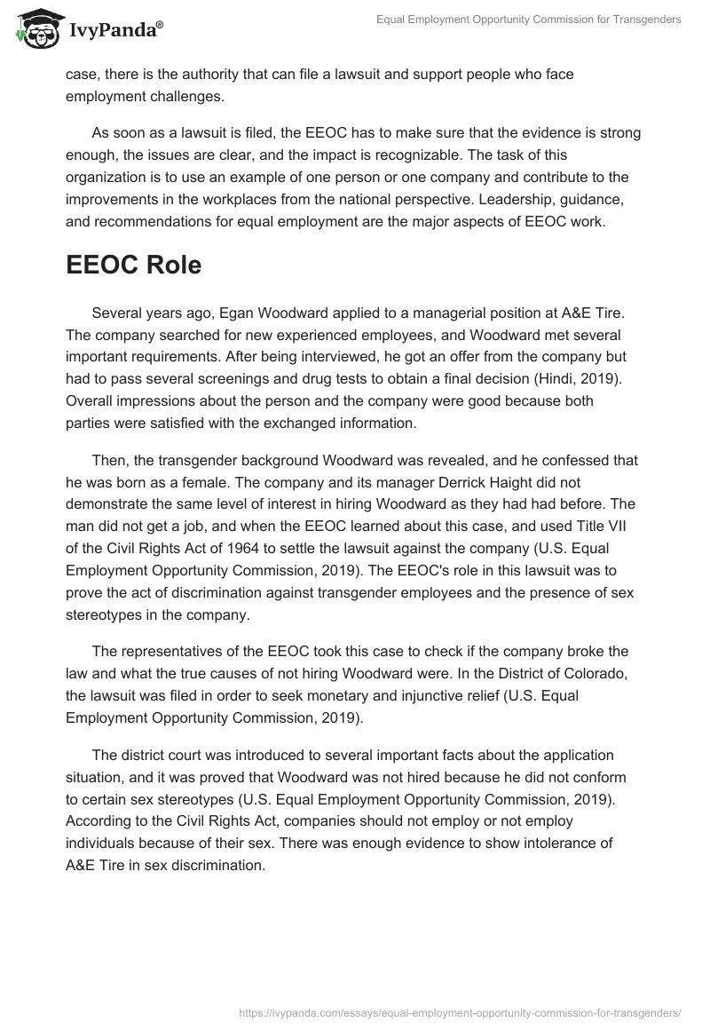 Equal Employment Opportunity Commission for Transgenders. Page 2