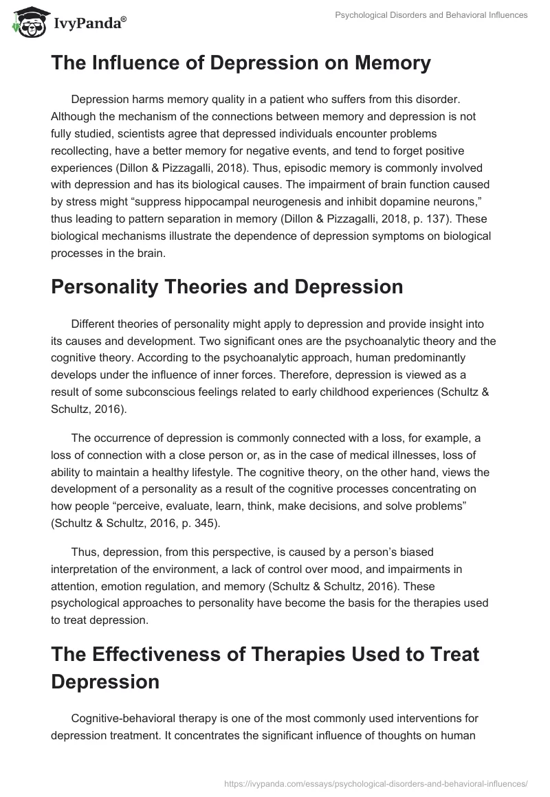 Psychological Disorders and Behavioral Influences. Page 3