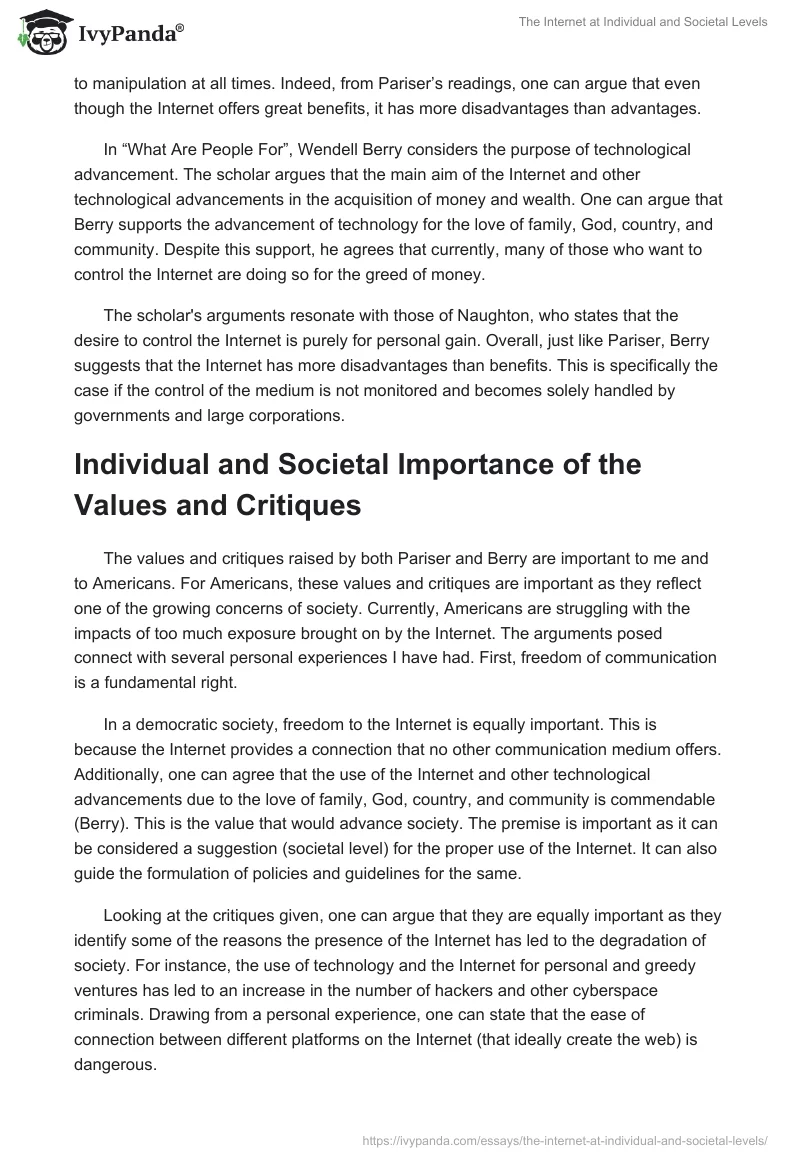The Internet at Individual and Societal Levels. Page 2